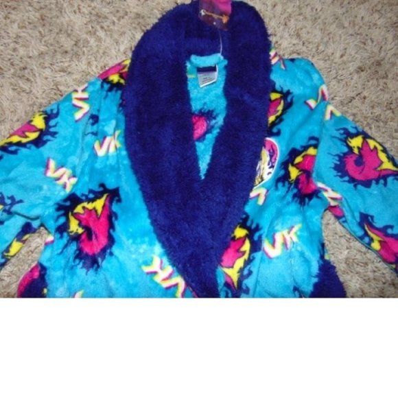 *Disney Descendants Robe sz 8 Blue Fleece Long Sleeve Belted Bath Winter Girls - Picture 3 of 6